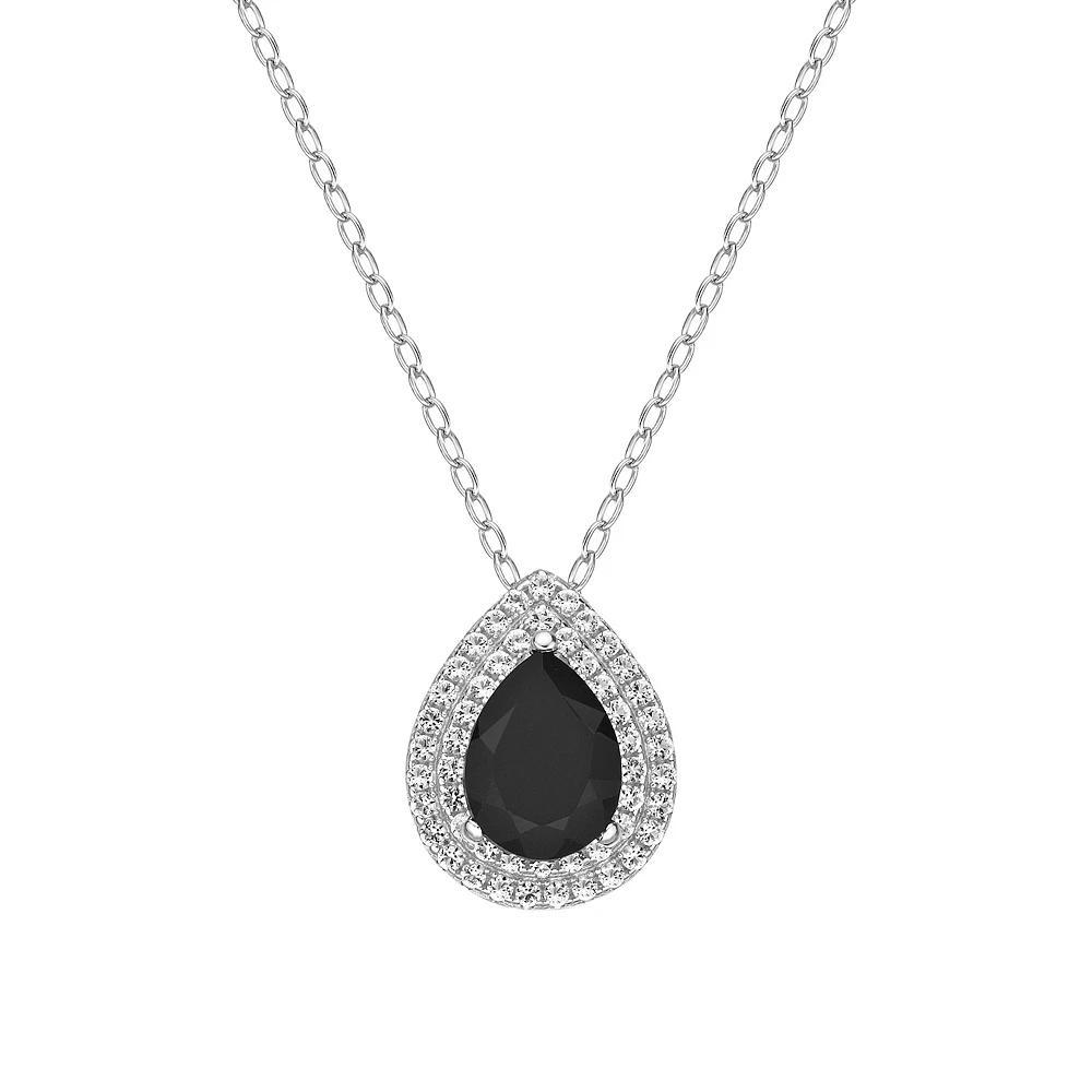 Gemminded Sterling Silver Black Onyx Pearl Pendant Necklace, Women's, Size: 18" Product Image