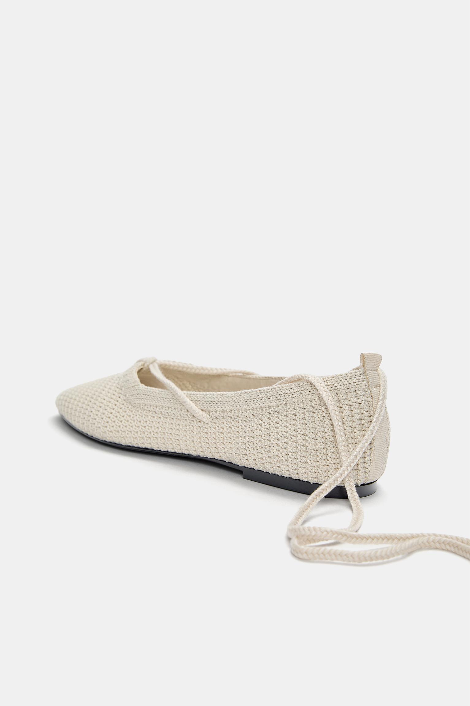 Crochet ballerinas with tie detail Product Image