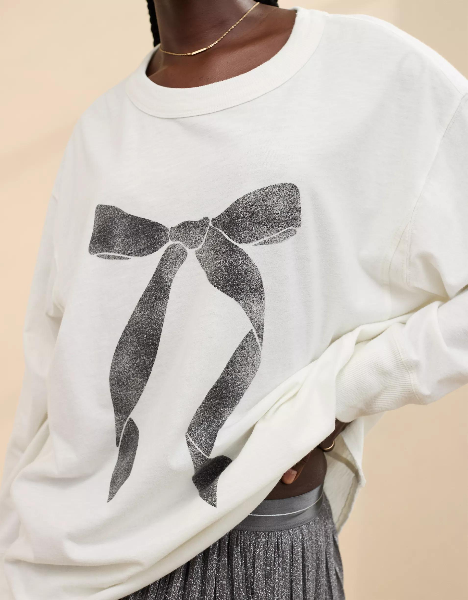 Aerie Cozy Long Sleeve Oversized Graphic Boyfriend T-Shirt Product Image