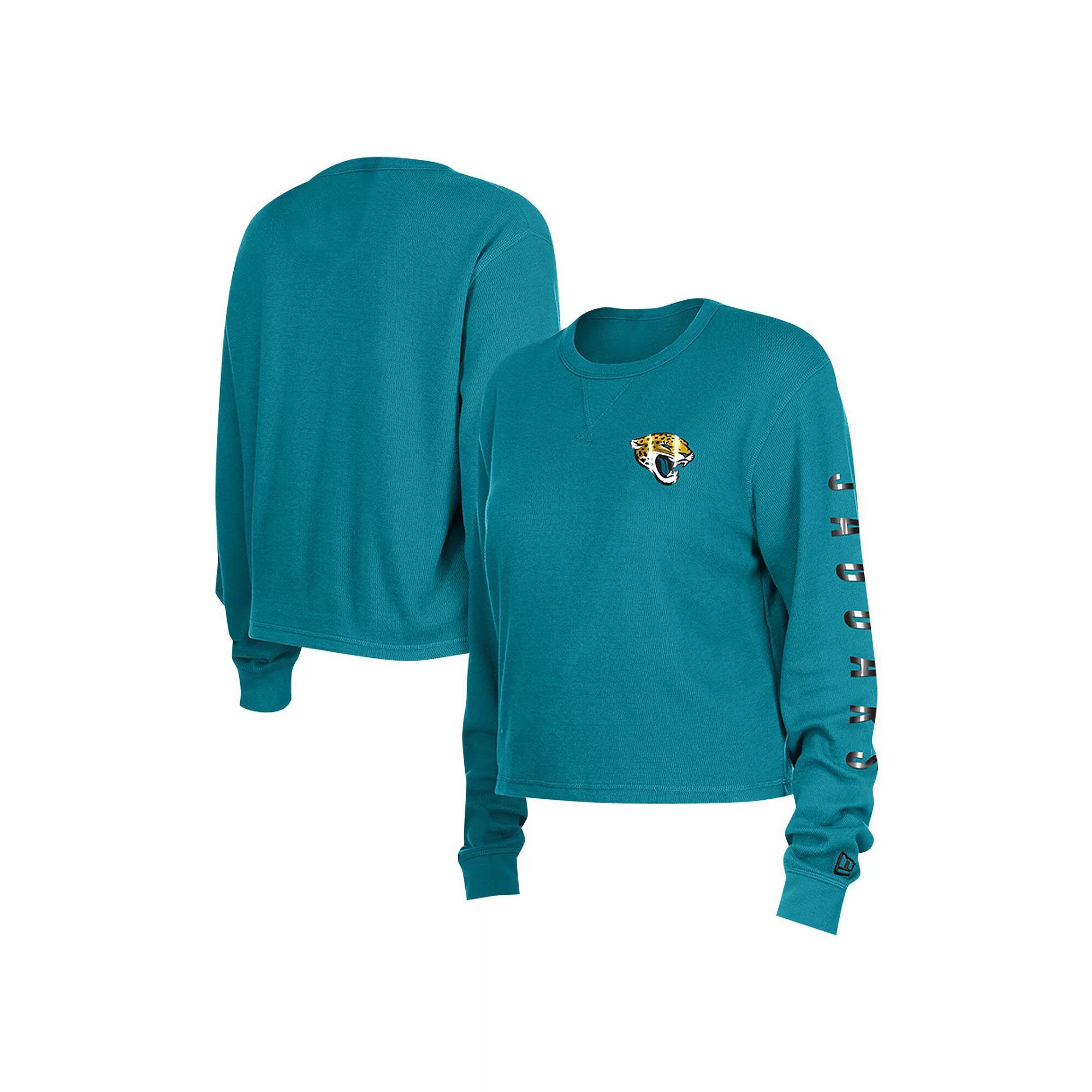 Women's New Era  Teal Jacksonville Jaguars Thermal Crop Long Sleeve T-Shirt, Size: Small, Blue Product Image