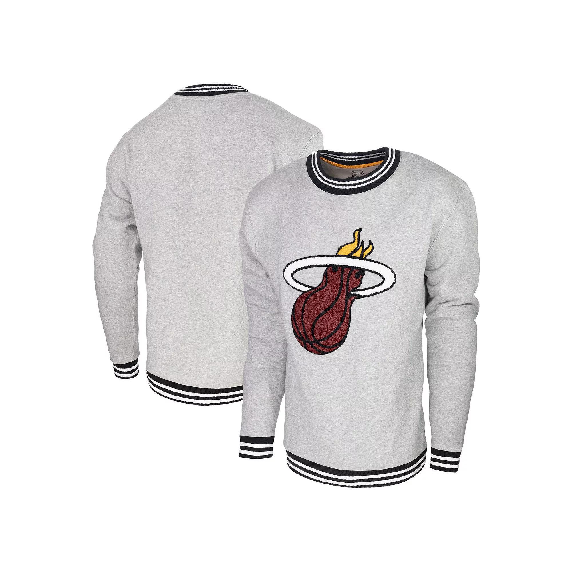 Men's Stadium Essentials Heather Gray Miami Heat Club Level Pullover Sweatshirt, Size: 2XL, Grey Product Image