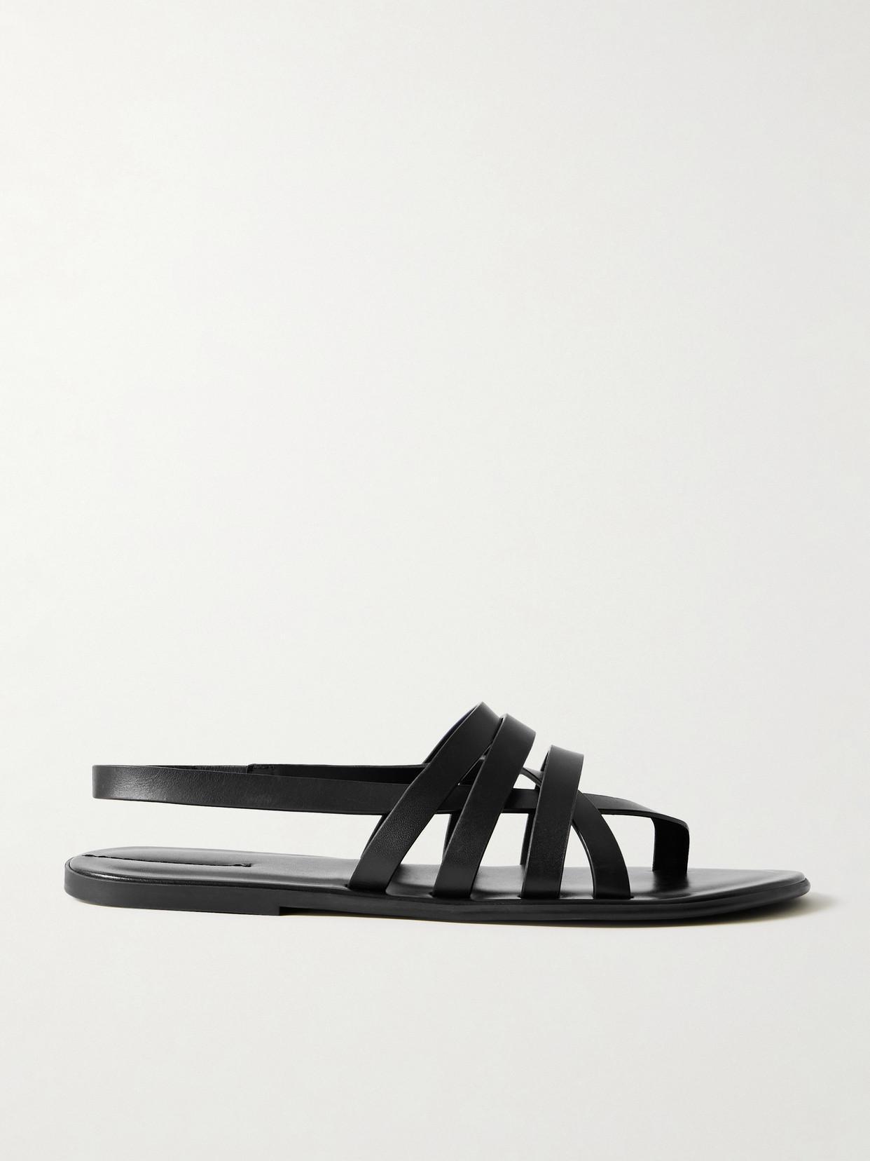 THE ROW Leather Strappy Thong Slingback Sandals In Black Product Image