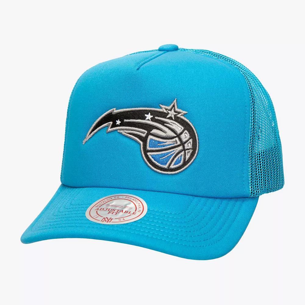 Men's Mitchell & Ness Blue Orlando Magic Core Evergreen OTC Trucker Adjustable Hat, Mag Blue Product Image
