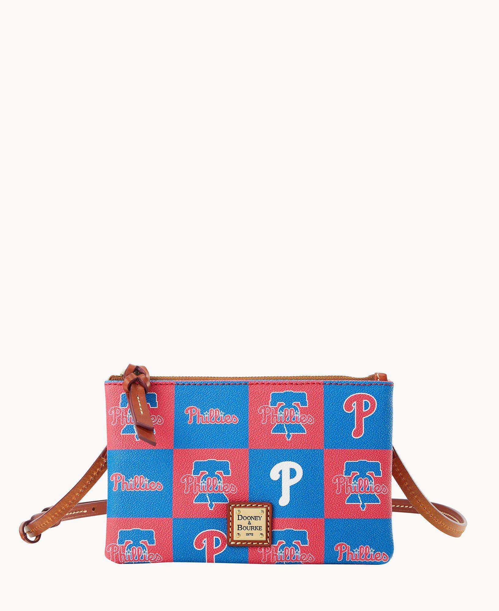 Dooney & Bourke Womens MLB Phillies Top Zip Crossbody Coated Cotton Shoulder Bag in Red Product Image
