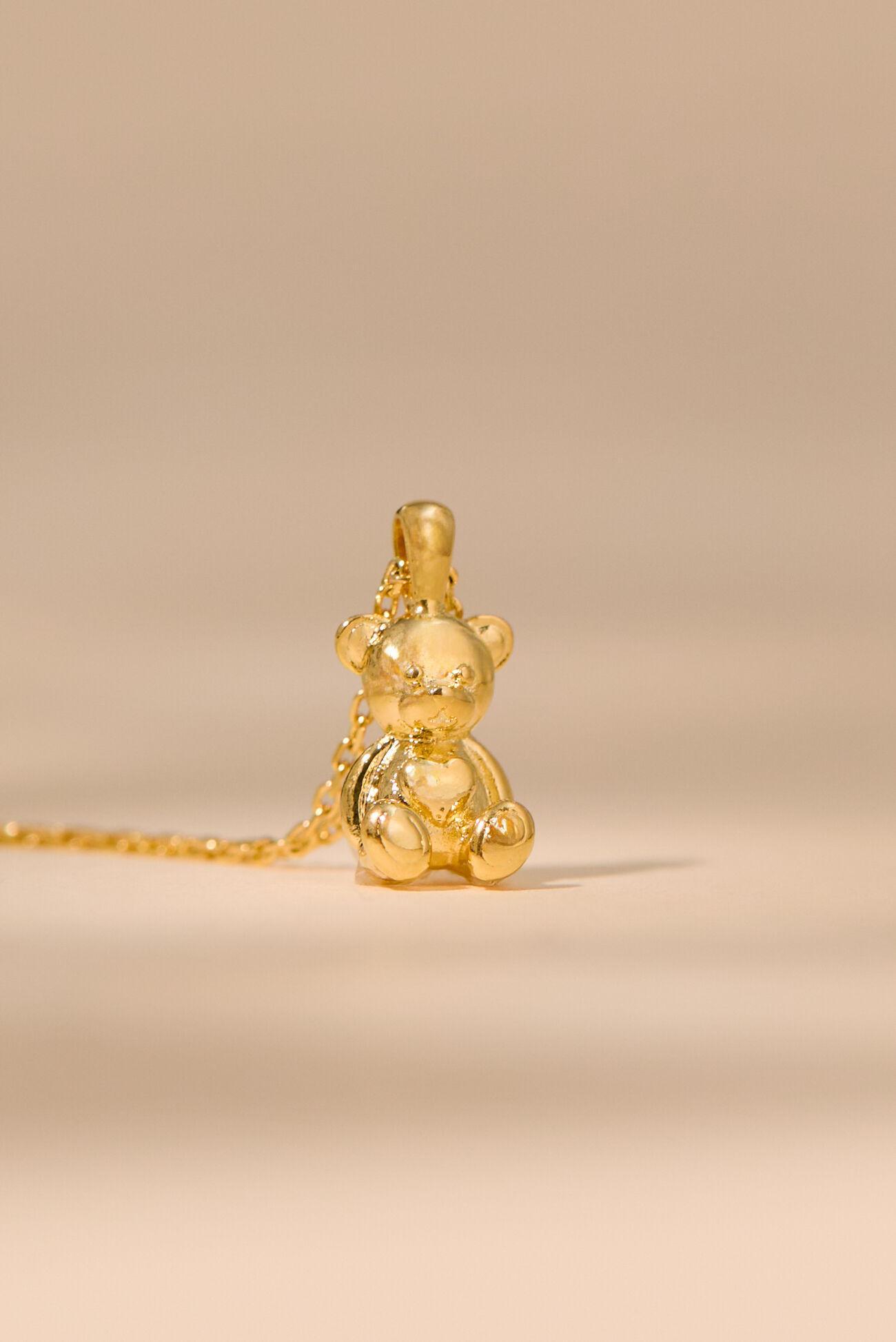 18K Gold Teddy Bear Charm Necklace Product Image