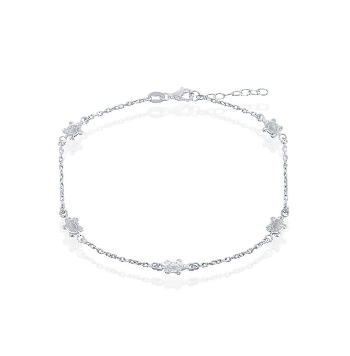 Sterling Silver Turtles Anklet, Women's, Size: 9" Product Image