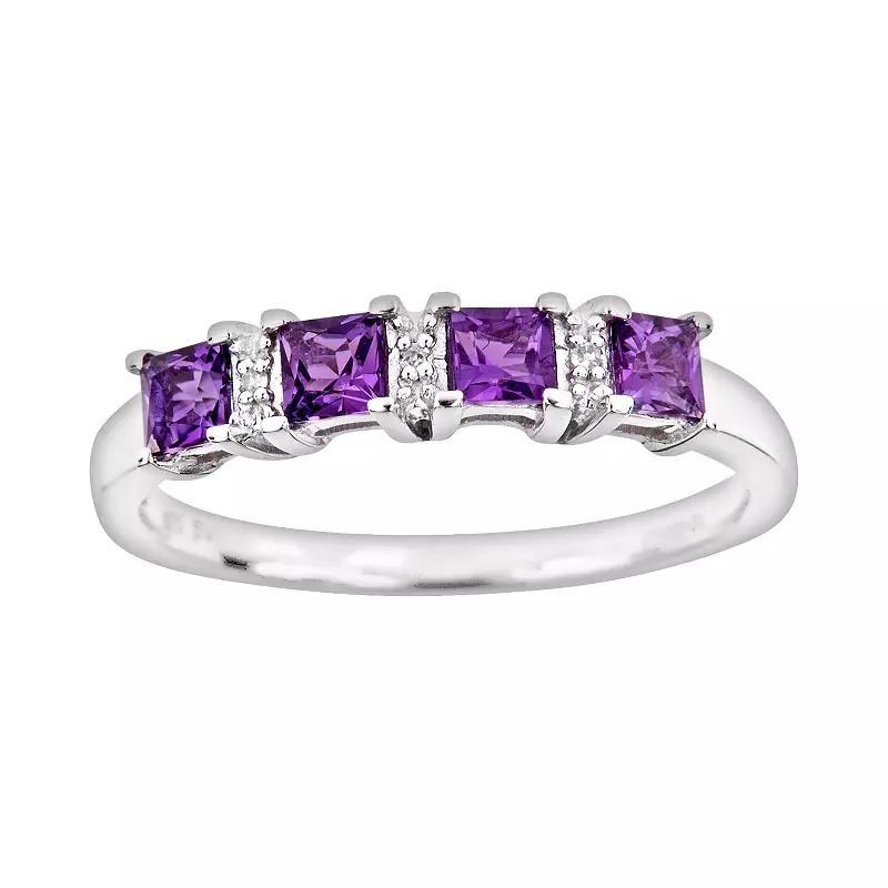 Celebration Gems Sterling Silver Opal & Diamond Accent Rectangle Halo Ring, Womens Product Image