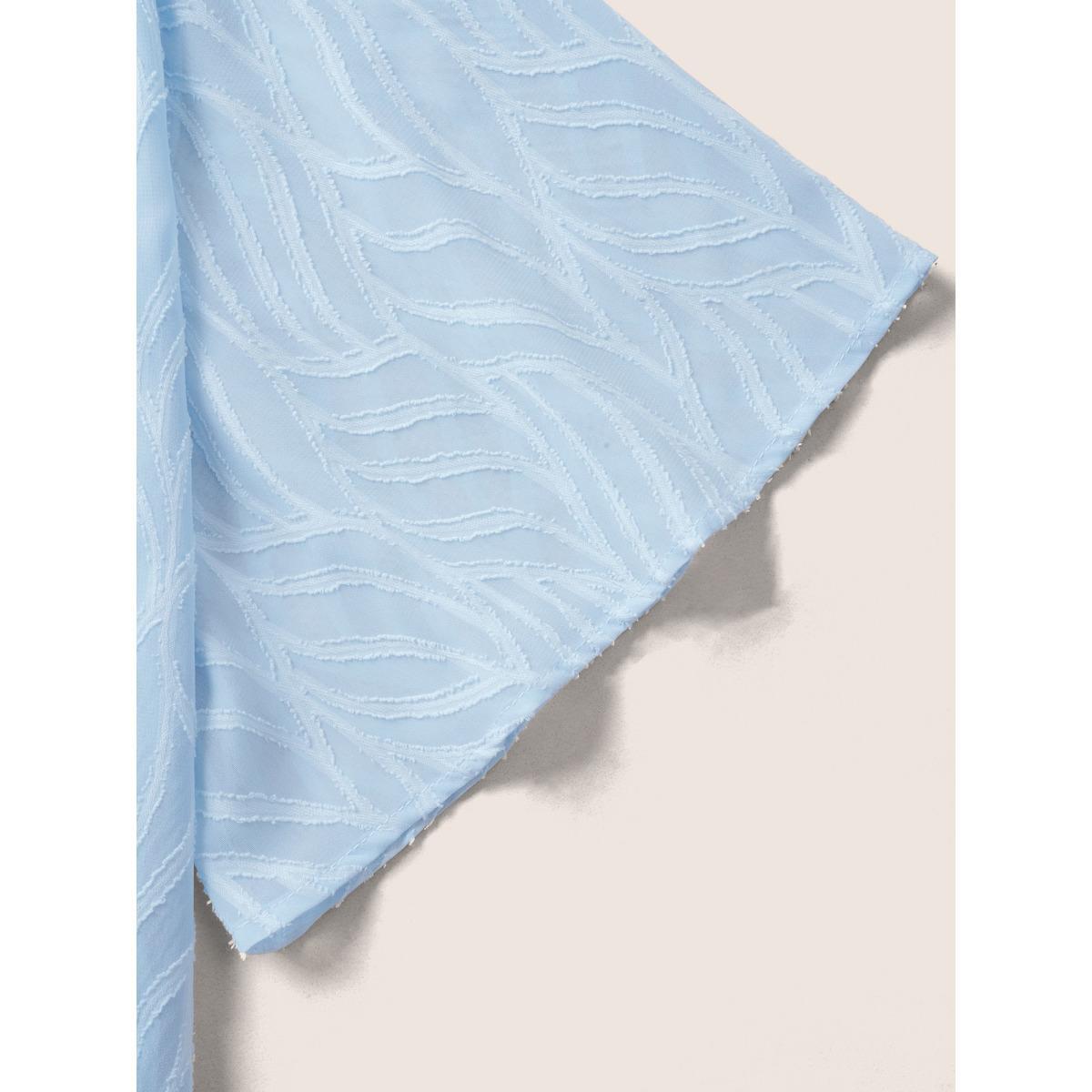 Plus Size Chiffon Texture Ruffles See Through Kimono Women LightBlue Elegant Texture Everyday Kimonos BloomChic 26/4X Product Image