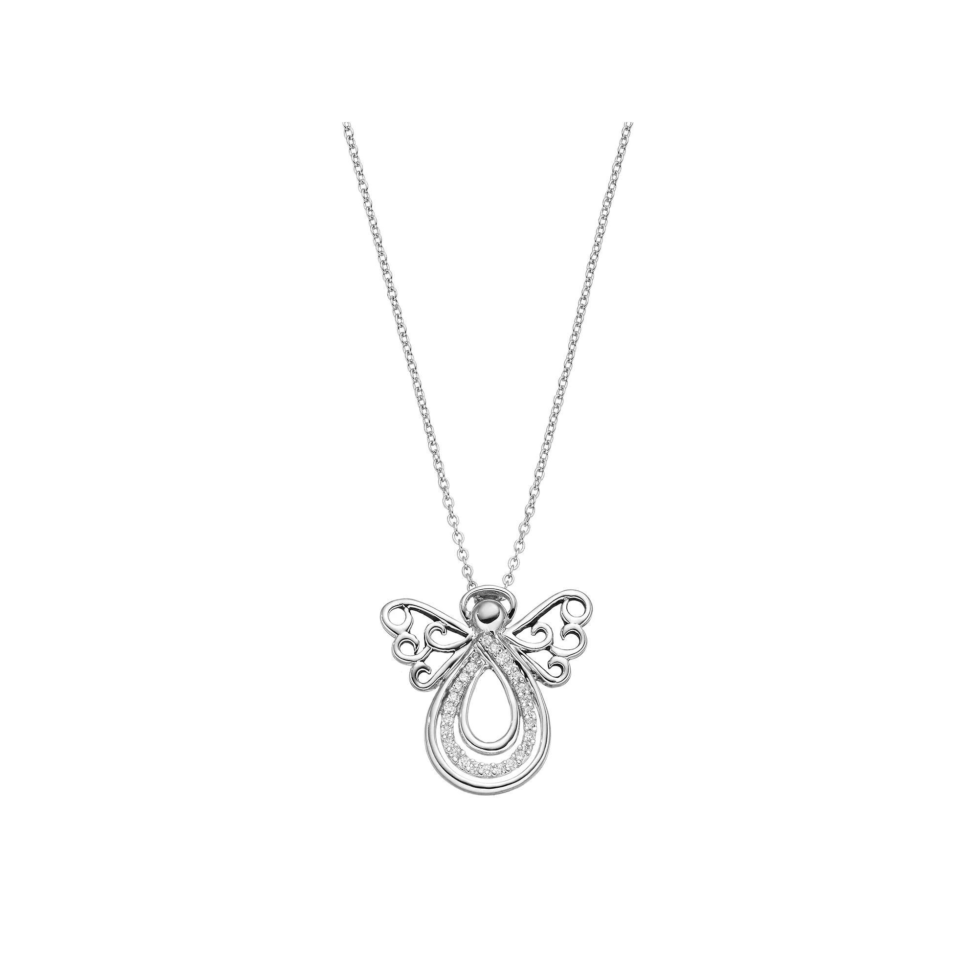 Sentimental Expressions Sterling Silver Cubic Zirconia Angel of Comfort Necklace, Women's, Size: 18", White Product Image