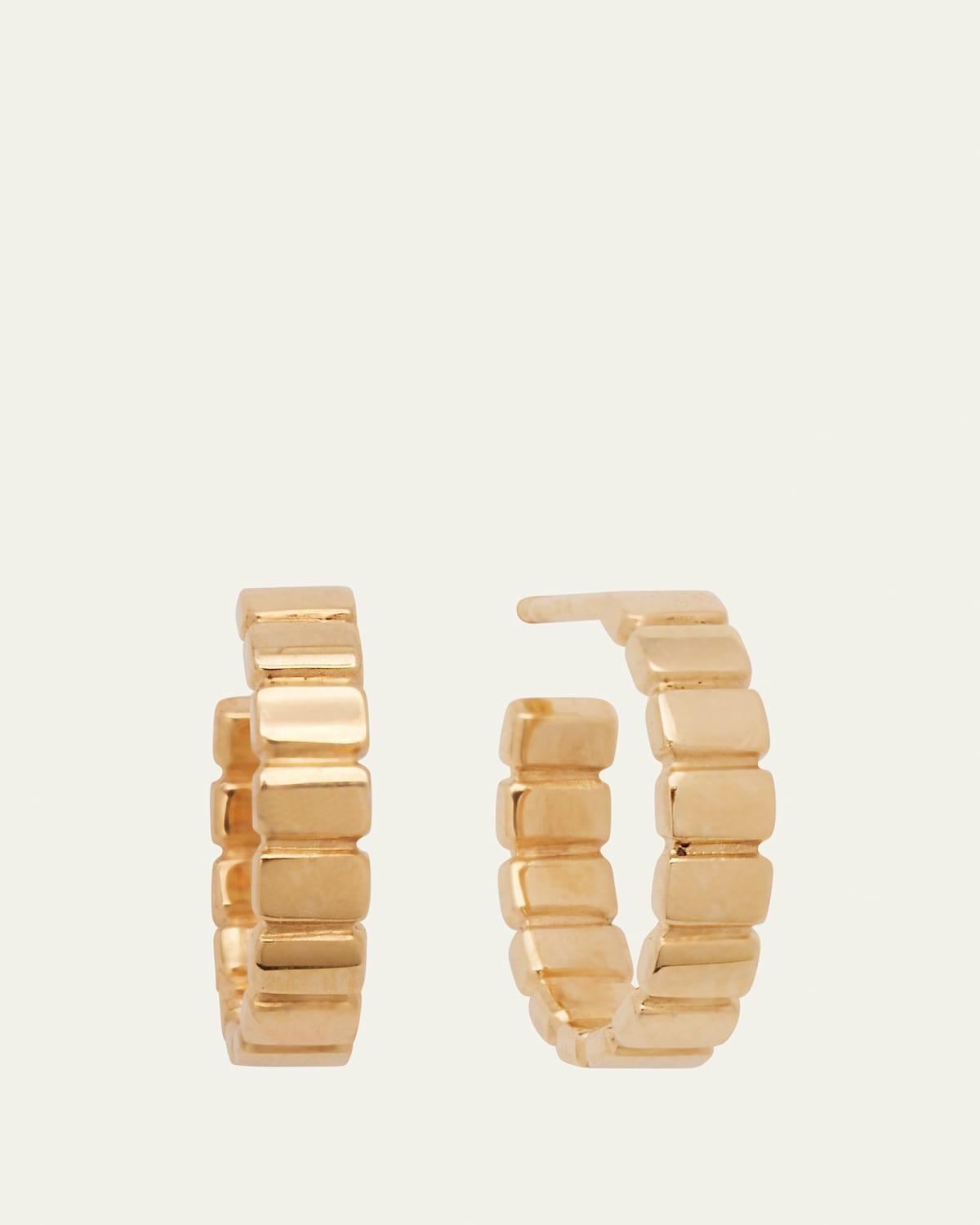 Womens 14K Yellow Gold Skinny Tag Huggie Hoop Earrings Product Image