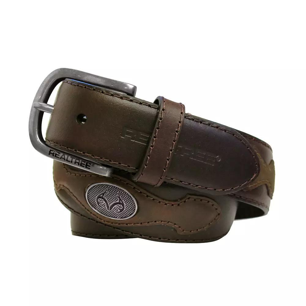 Men's Realtree Feather-Edge Buck Mark Leather Belt, Size: 44, Brown Product Image