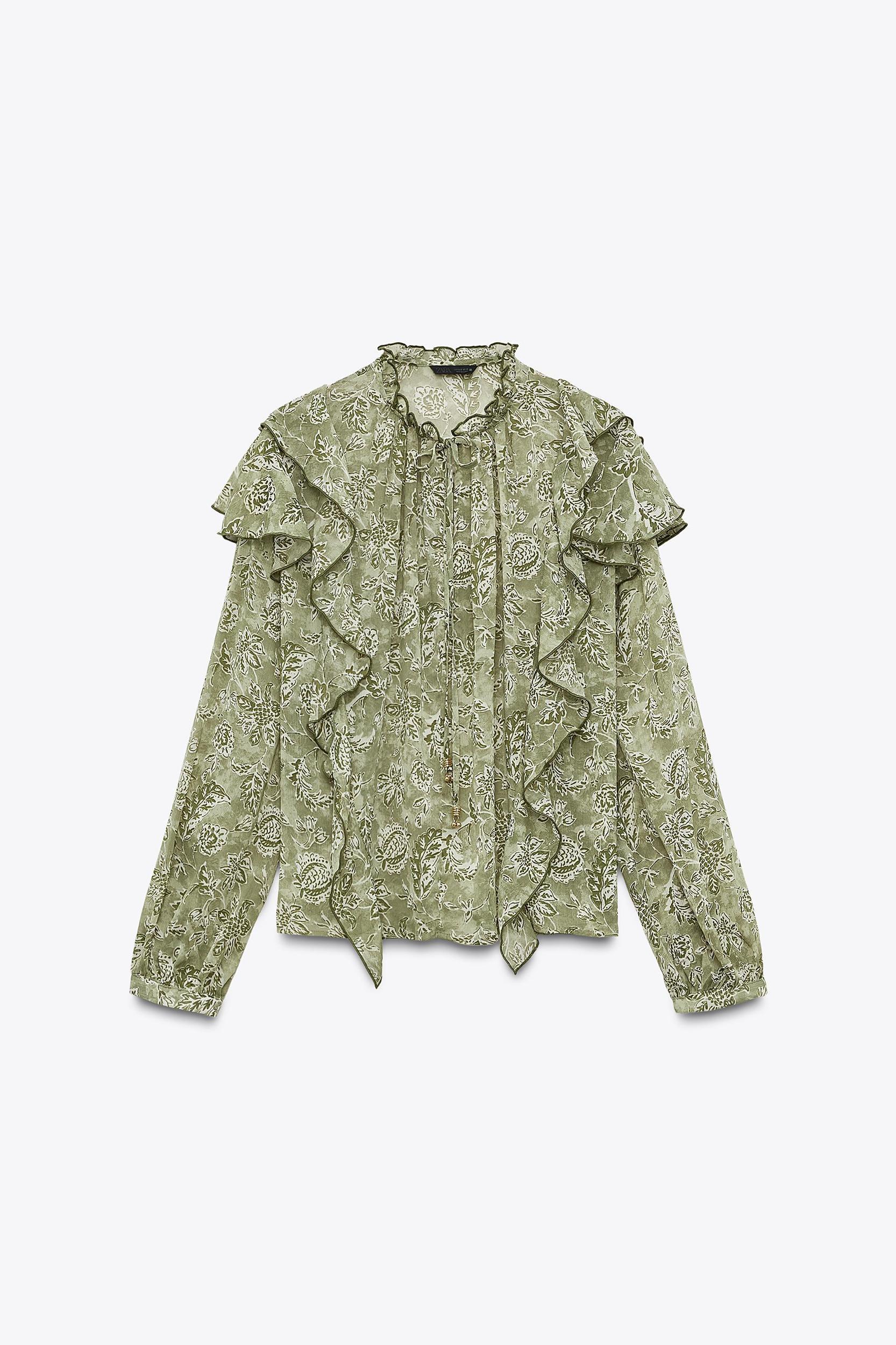 RUFFLED PRINT BLOUSE Product Image