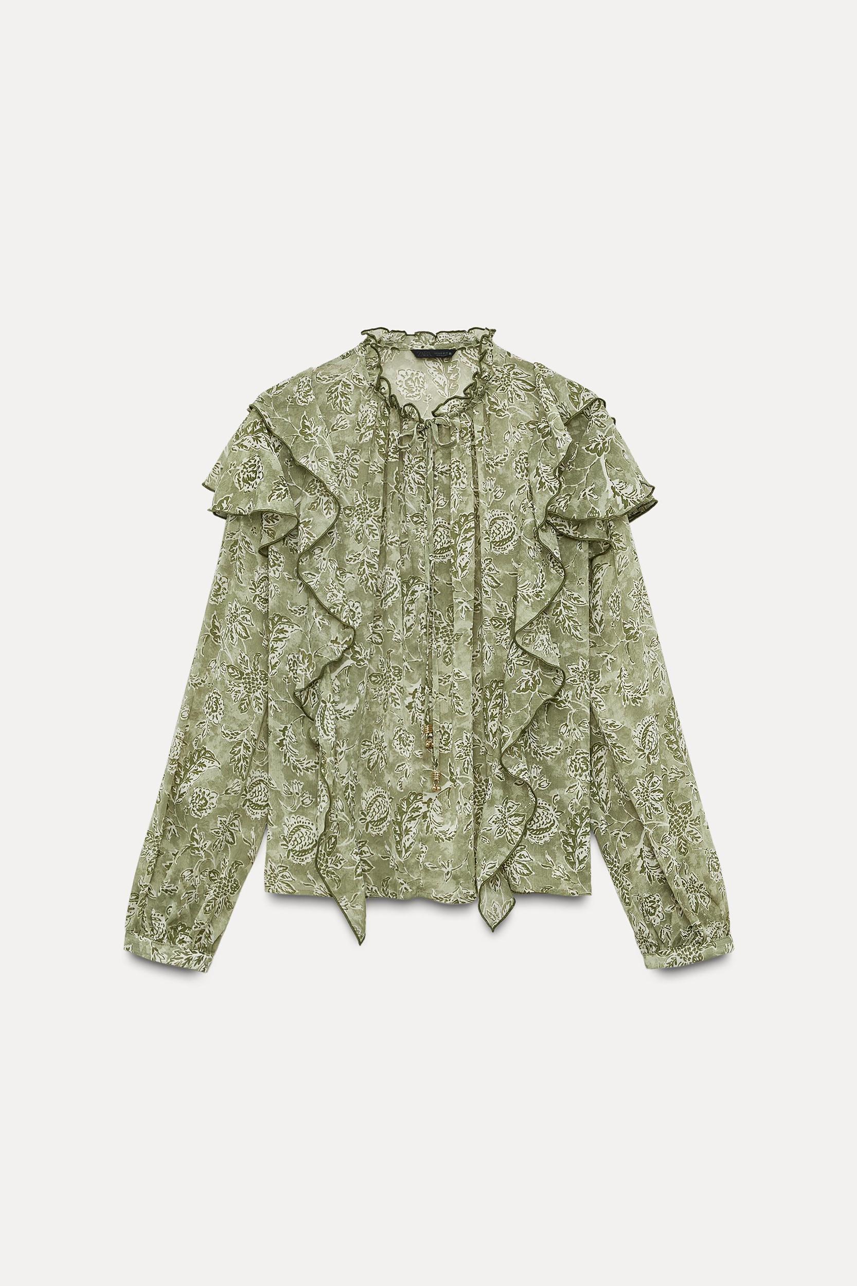 RUFFLED PRINT BLOUSE Product Image