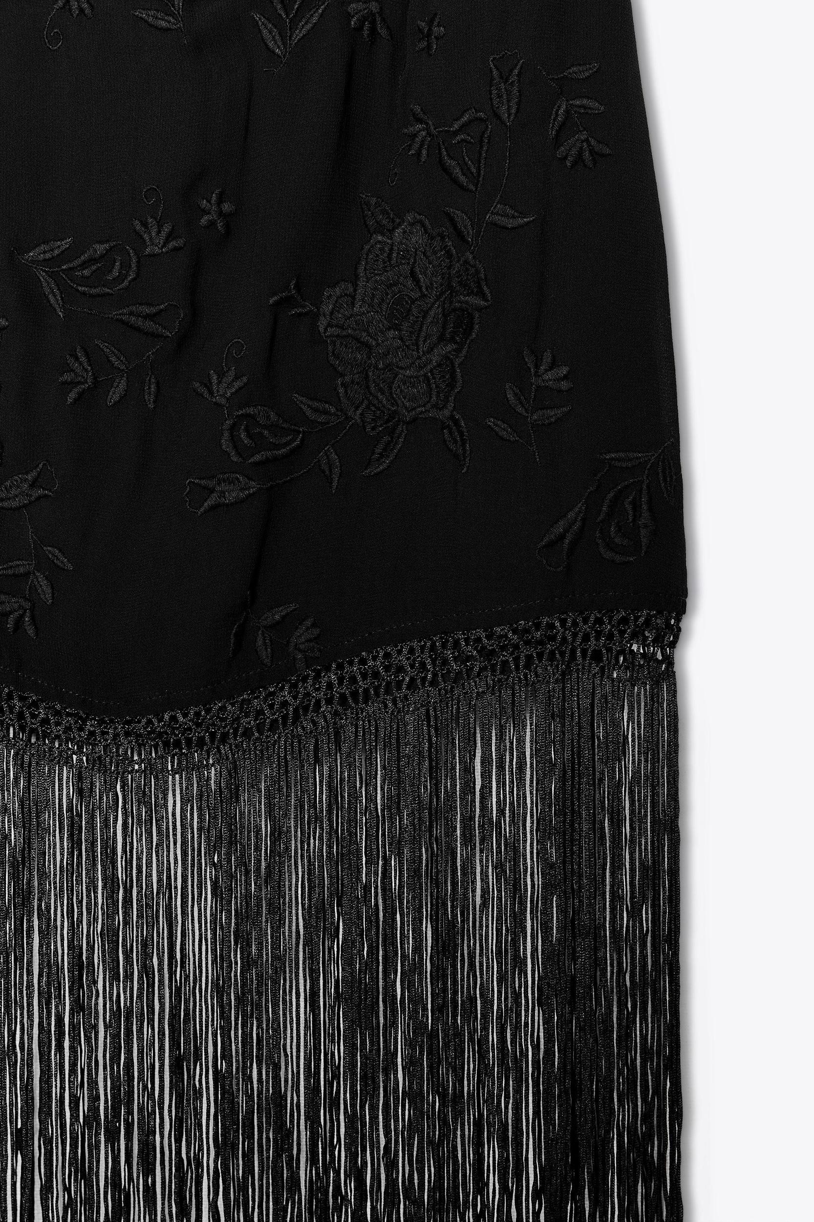 HALTER DRESS WITH EMBROIDERY AND FRINGE Product Image