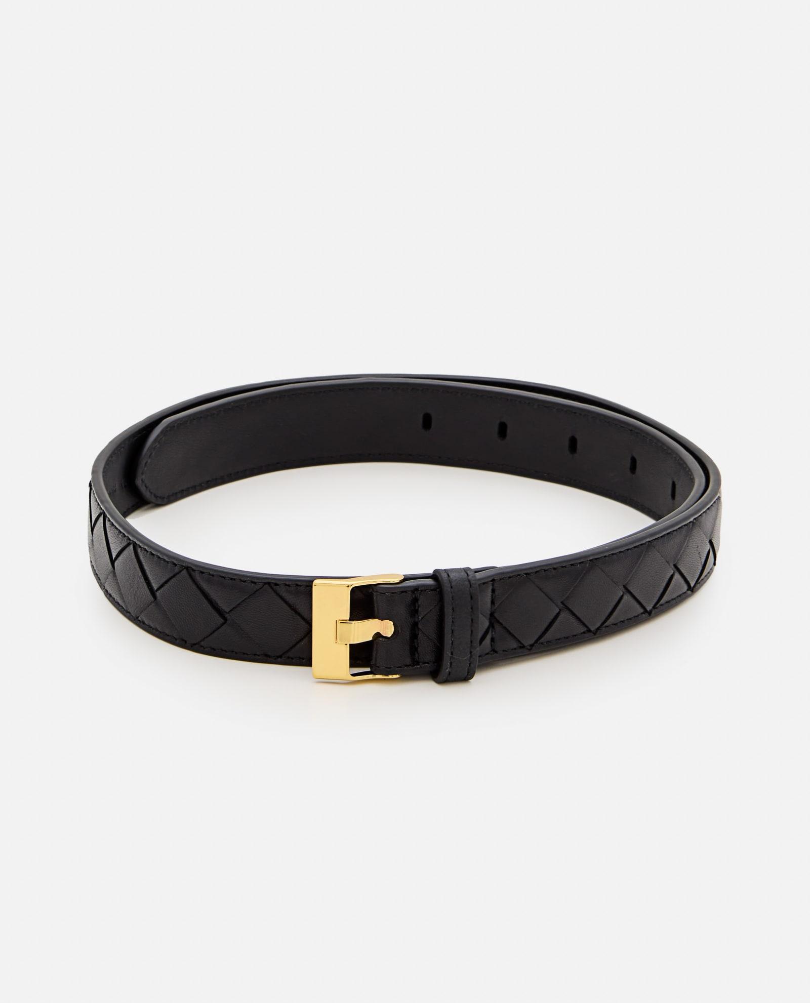BOTTEGA VENETA Intreccio Leather Belt In Black Product Image
