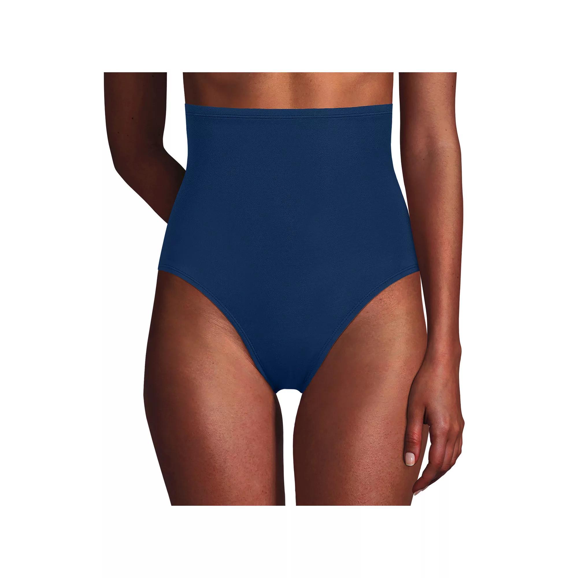 Women's Lands' End Slender Suit Ultra High Waisted Bikini Bottoms, Size: 6, Blue Mini Stripe Product Image