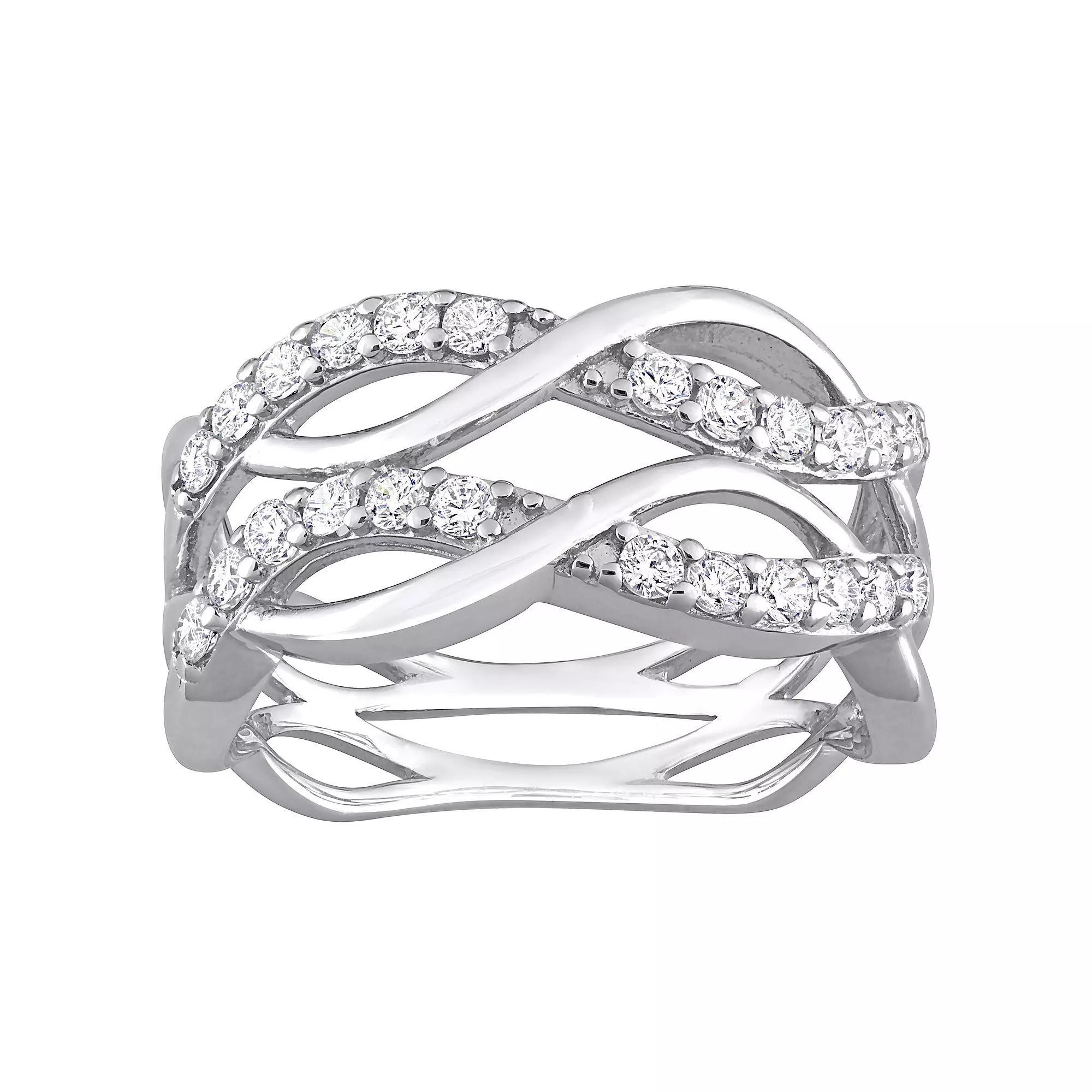 Stella Grace Sterling Silver Cubic Zirconia Crisscross Ring, Women's, Size: 11 Product Image