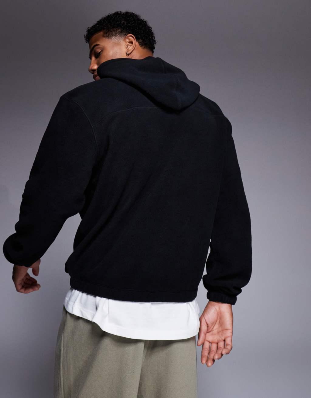 ASOS DESIGN polar fleece hoodie in black Product Image