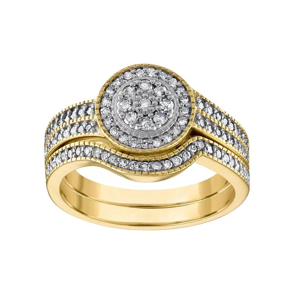 Tiara 14k Gold Over Silver Diamond Ring Set, Women's, Size: 10, Gold Tone Product Image