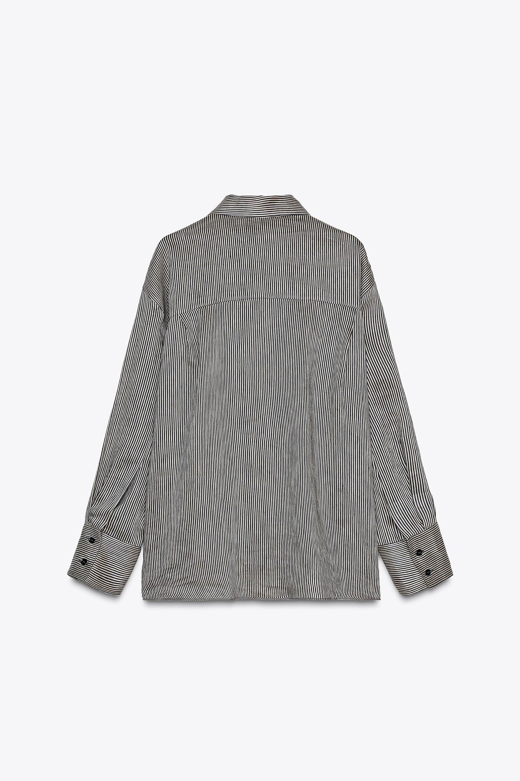 STRIPED LINEN BLEND SHIRT ZW COLLECTION Product Image