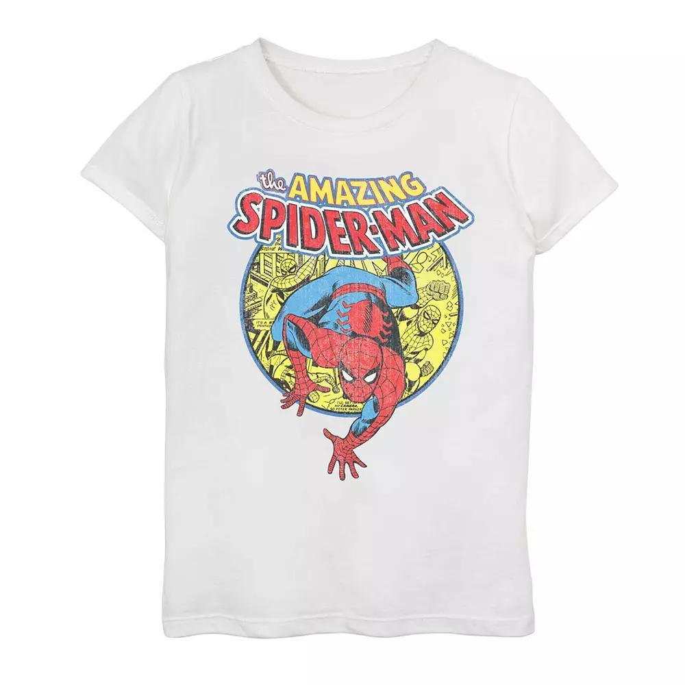 Girls 7-16 Marvel The Amazing Spider-Man Classic Crawl Graphic Tee, Girls Athletic Grey Product Image