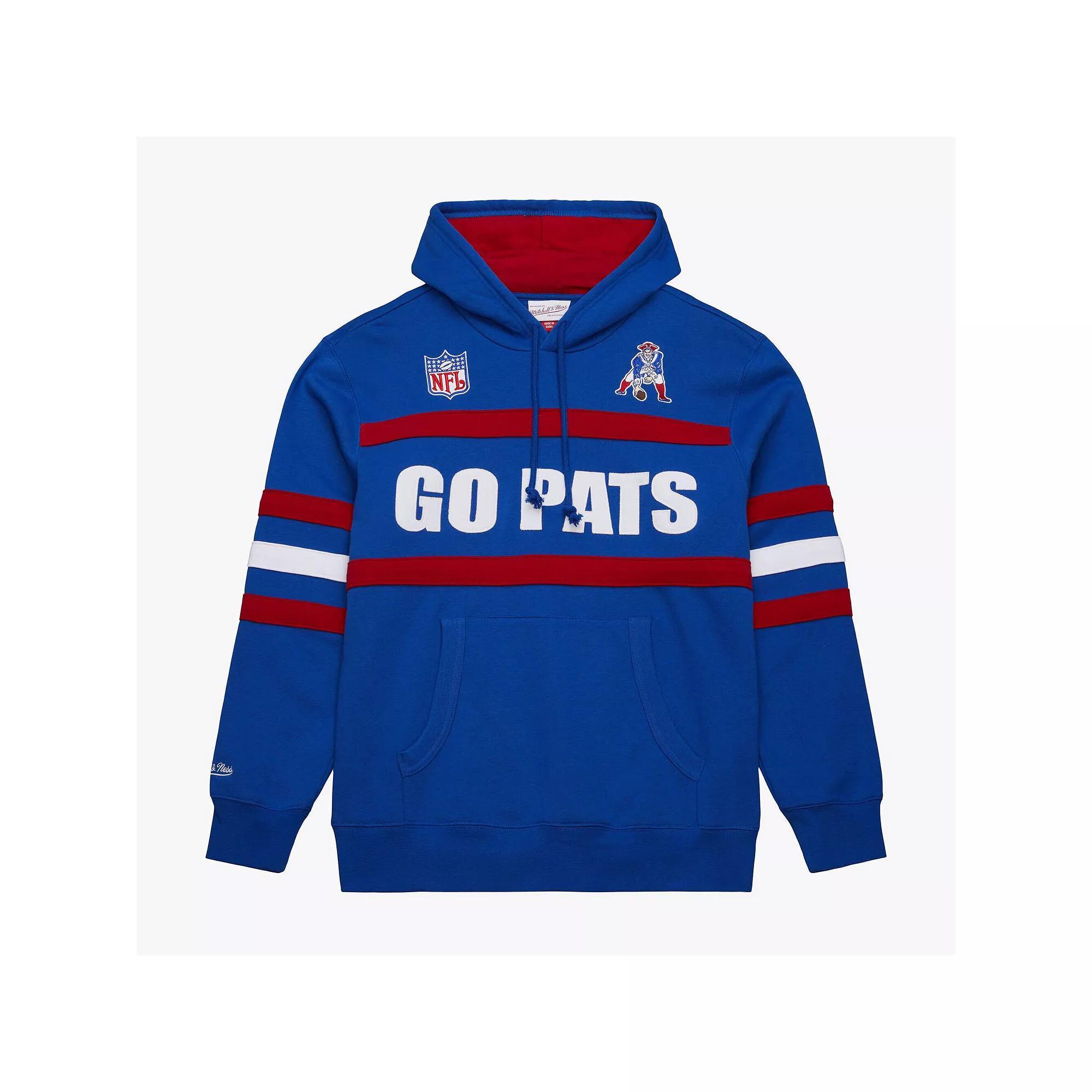 Men's  Royal New England Patriots Vintage Logo Head Coach Fleece Pullover Hoodie, Size: 3XL, Blue Product Image