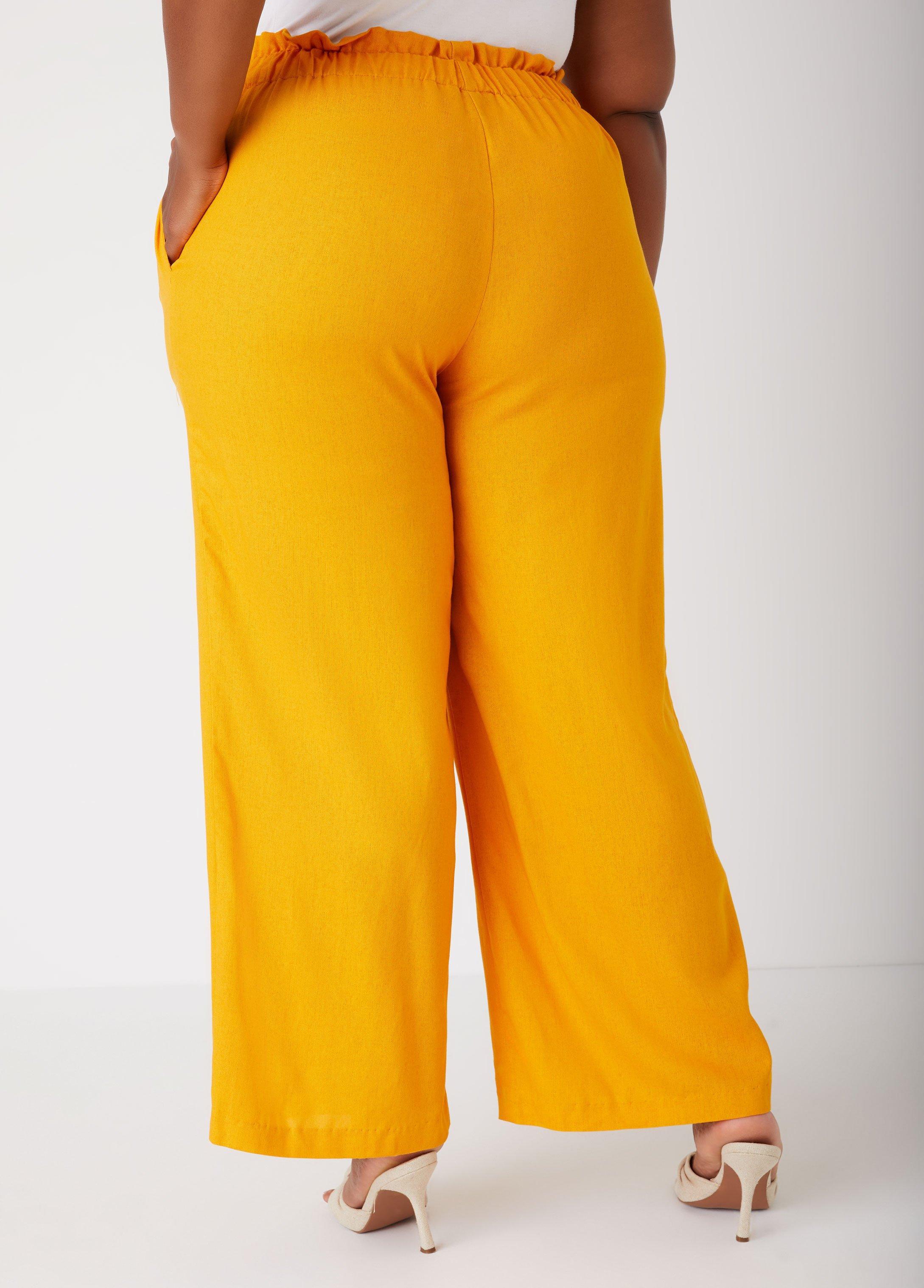 Gathered Linen Blend Pants Female Product Image