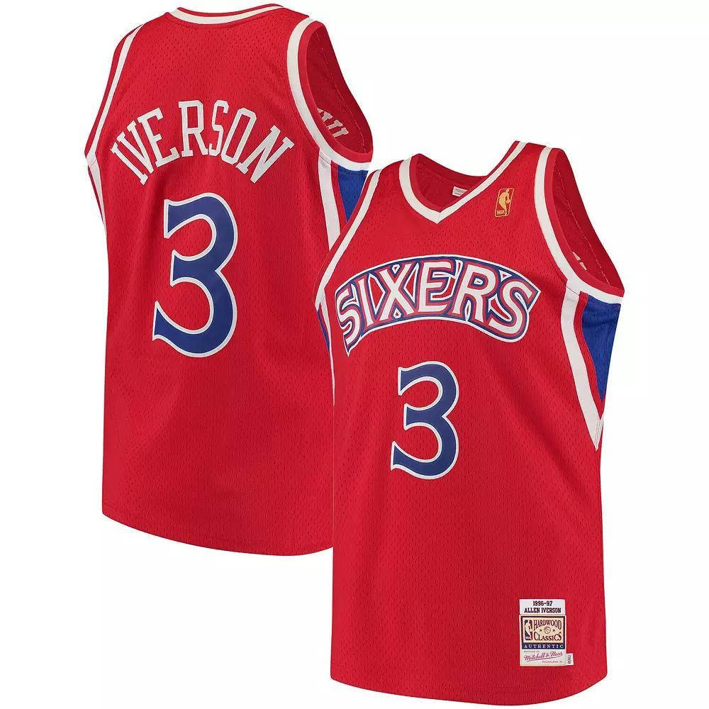 Men's Mitchell & Ness Allen Iverson Red Philadelphia 76ers Hardwood Classics Authentic Jersey, Size: 4XL, 76r Red Product Image