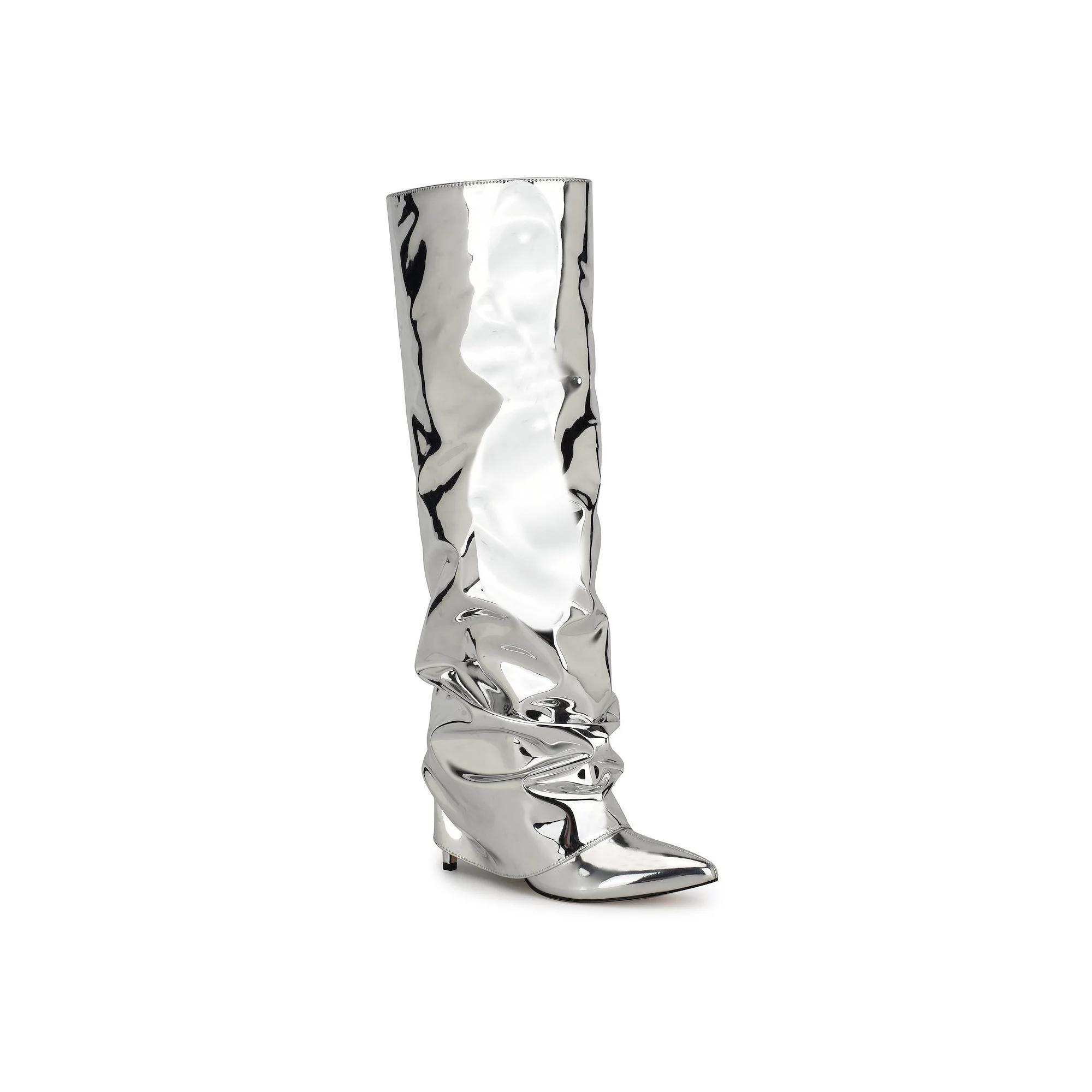Nine West Randee Women's Pointy Toe Slouchy Dress Boots, Size: 6, Silver Mirror Grey Product Image
