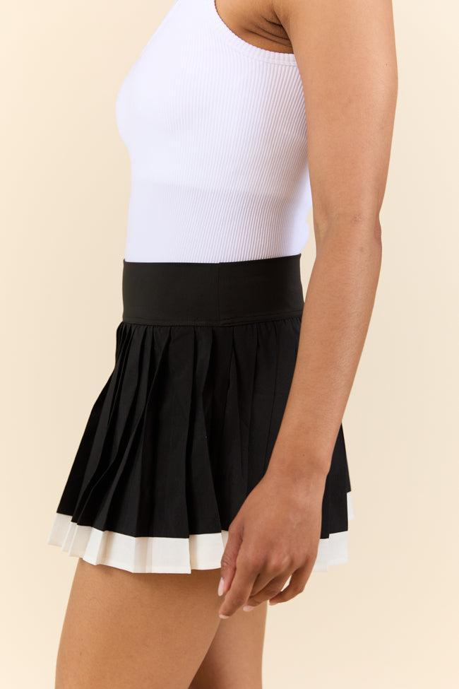 It's A Tie Black Pleated White Bordered Tennis Skort SALE Product Image