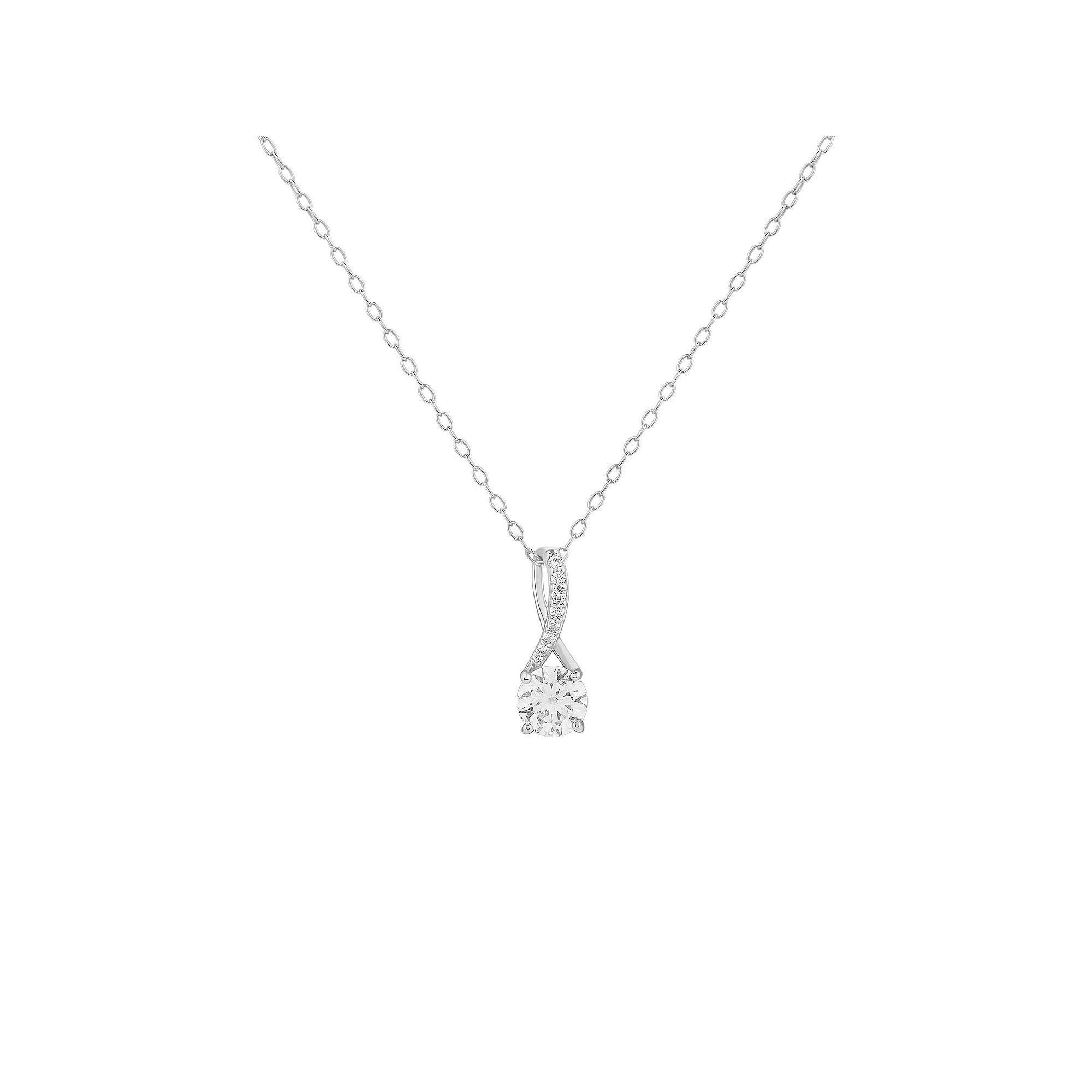 PRIMROSE Sterling Silver Pave Cubic Zirconia Twisted Bale Pendant Necklace, Women's, Size: 18" Product Image