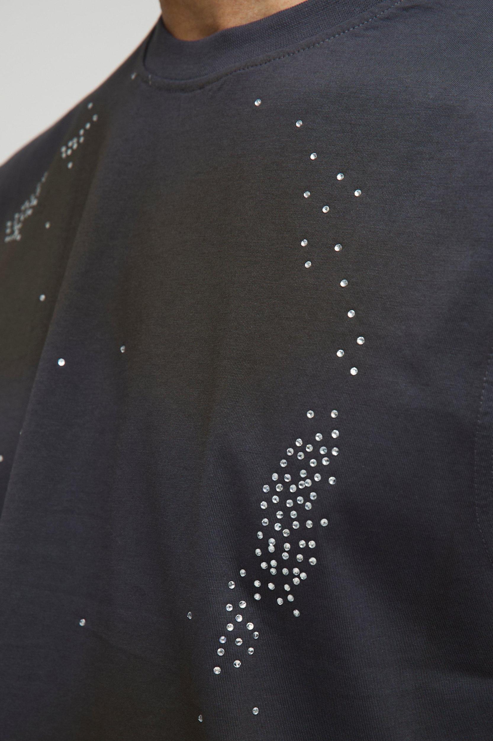 Boxy Fit Washed Rhinestone Tank | boohooMAN USA Product Image