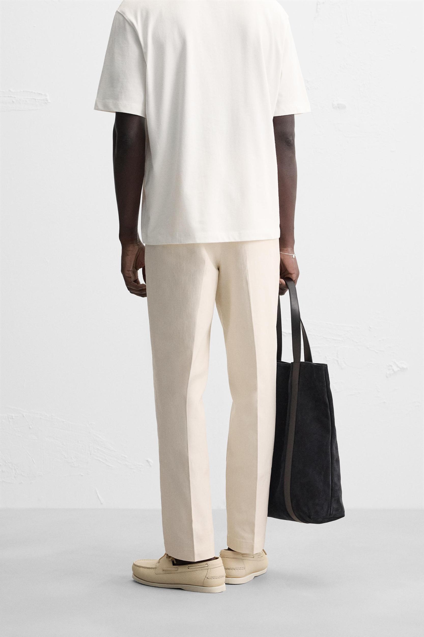 REGULAR FIT HERRINGBONE PANTS Product Image