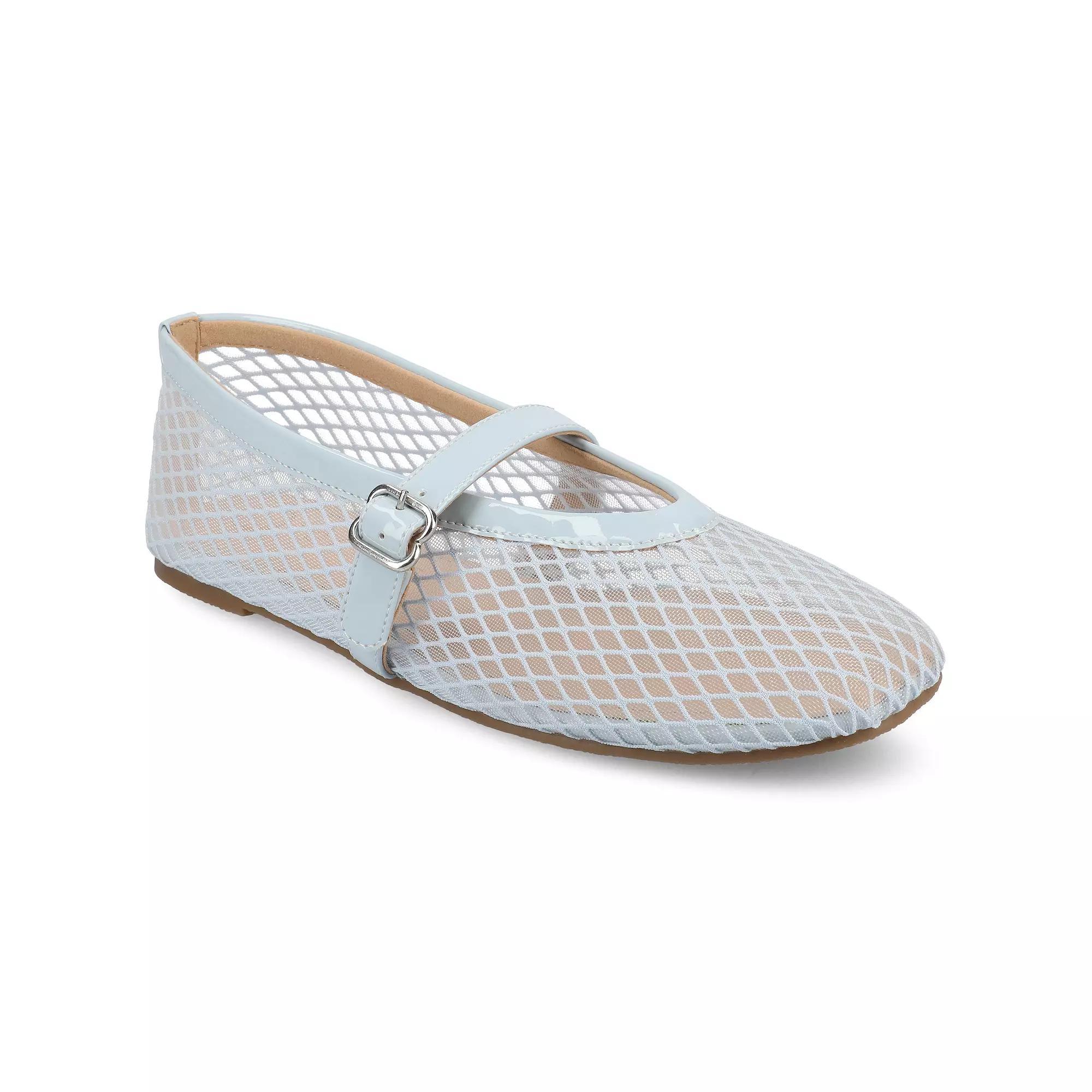 Journee Casha Women's Mesh Slip-On Square Toe Flats, Size: 7.5, Light Blue Product Image