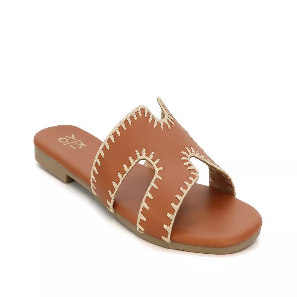 Yoki Essie-29 Women's Open Toe H-Band Stitch Sandals, Size: 6 Medium, Red Product Image