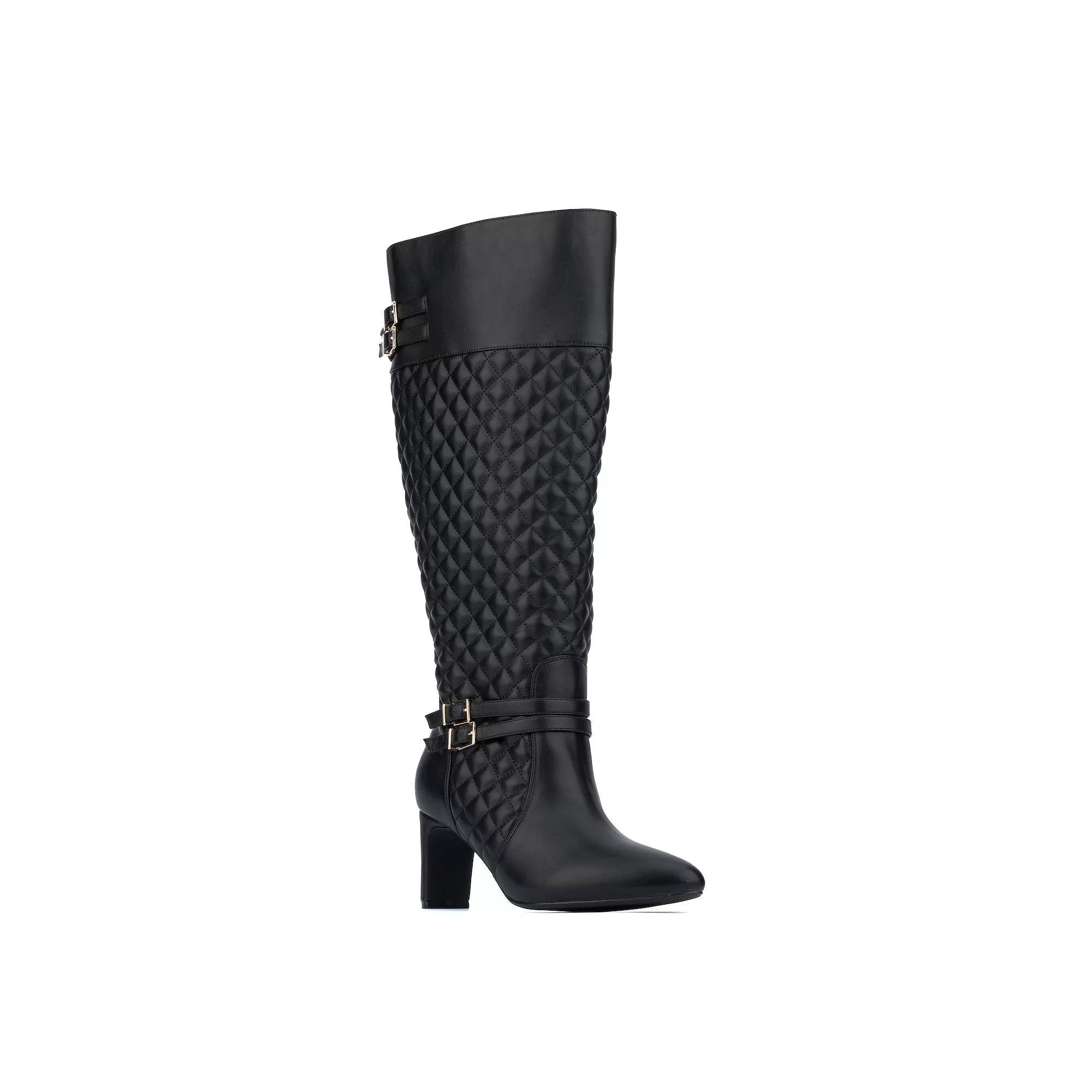 Fashion To Figure Halen Women's Knee High Boot - Wide Width, Size: 10 Wide, Black Product Image