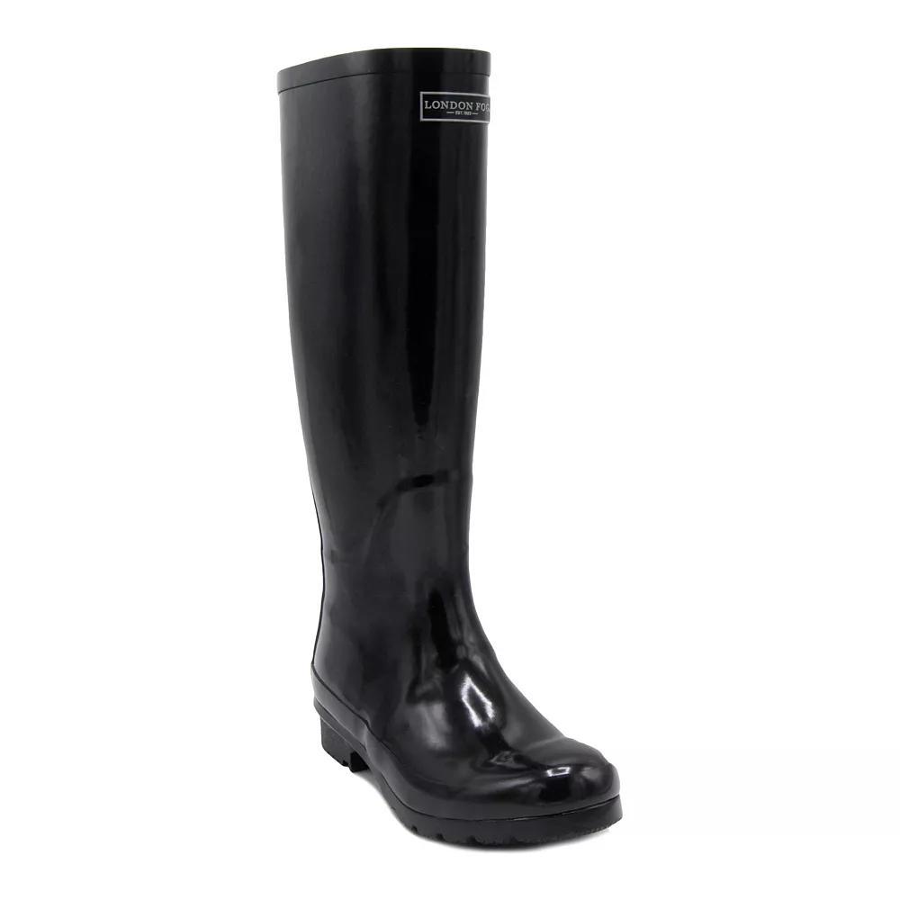 London Fog Thames Women's Waterproof Rain Boots, Size: 7, Black Patent Product Image