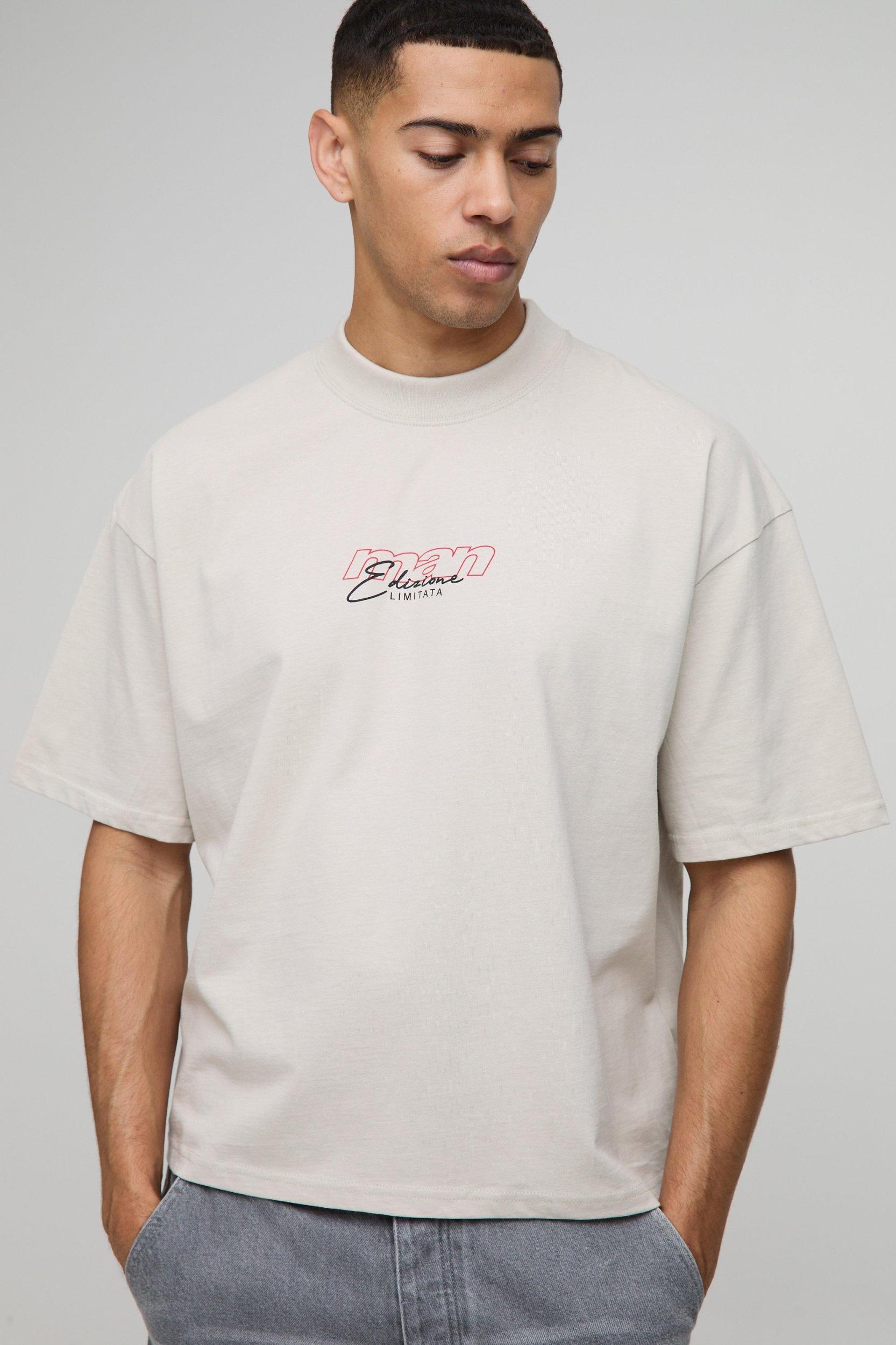 Oversized Boxy Extended Neck MAN Skeleton Heart Print T-Shirt | boohooMAN USA Product Image