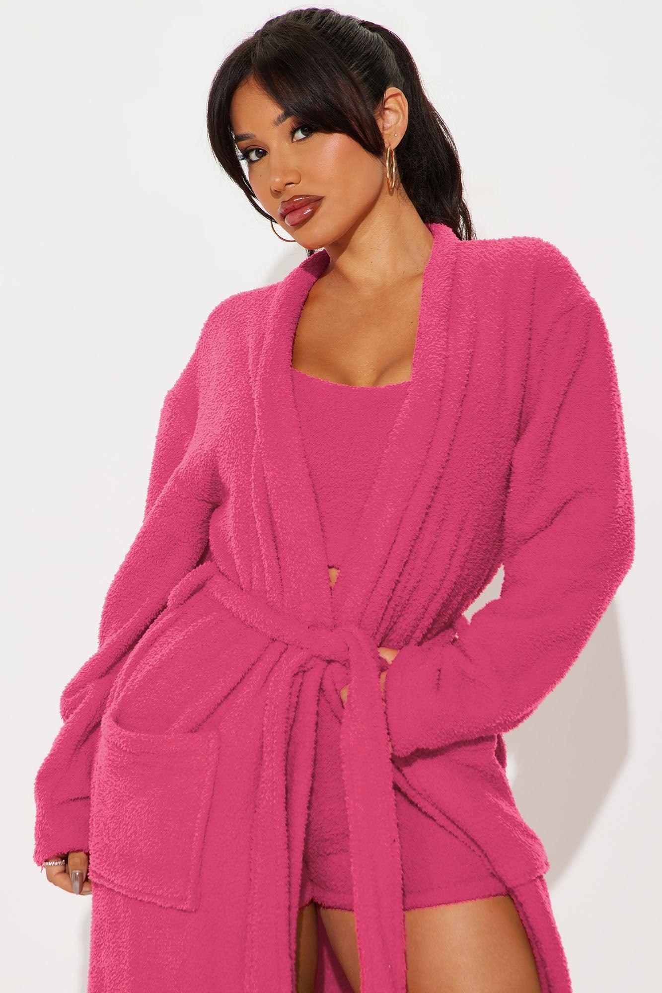 Destiny Cozy Soft PJ Robe Set - Hot Pink Product Image