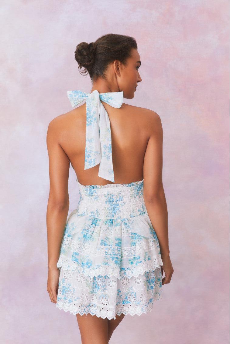 Deanna Halter Floral Eyelet Mini Dress Product Image