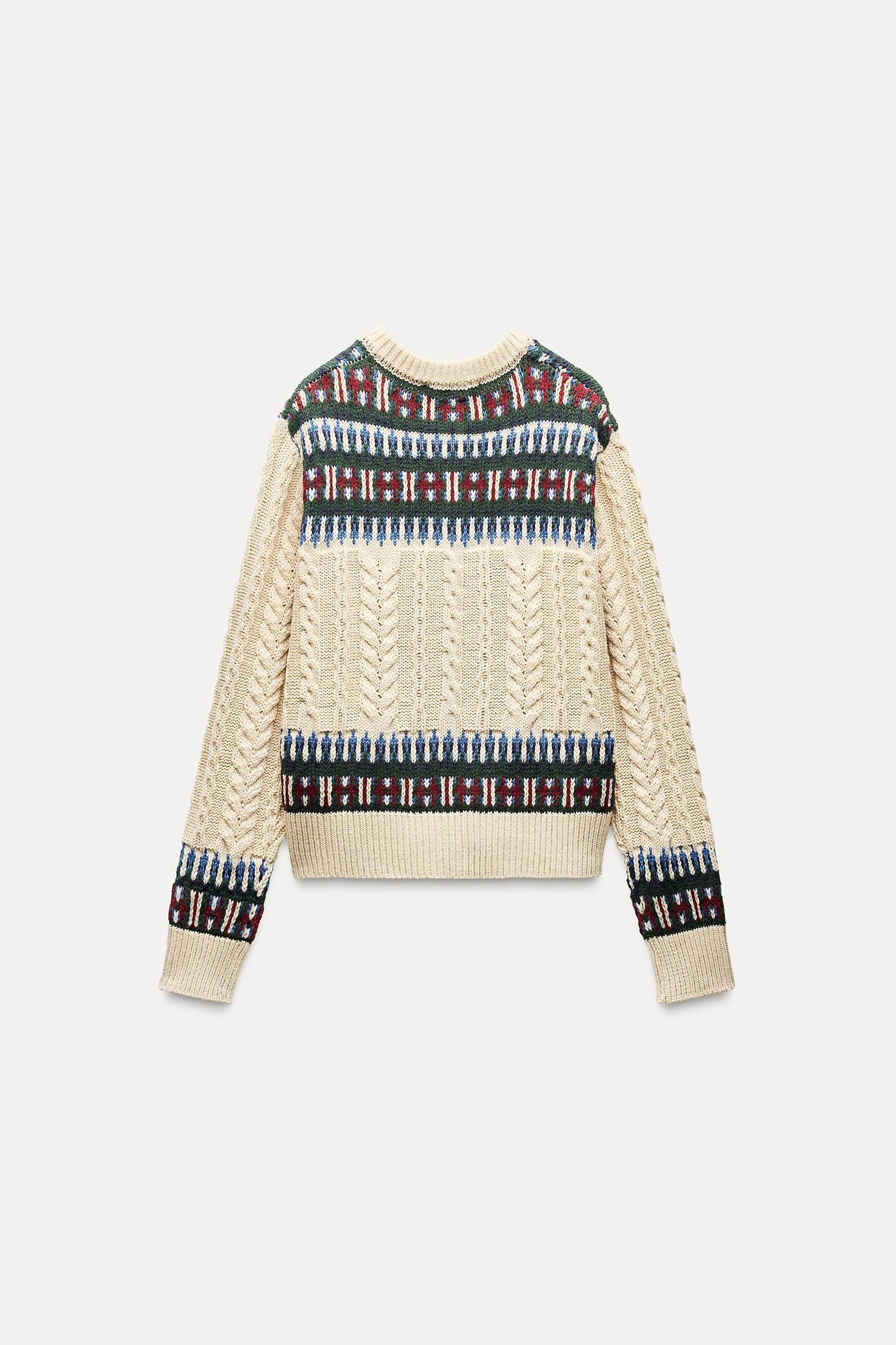 CONTRASTING JACQUARD KNIT CARDIGAN Product Image