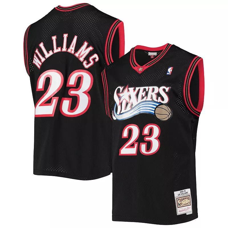 Men's Mitchell & Ness Lou Williams Black Philadelphia 76ers Hardwood Classics Swingman Jersey, Size: Small, 76r Black Product Image