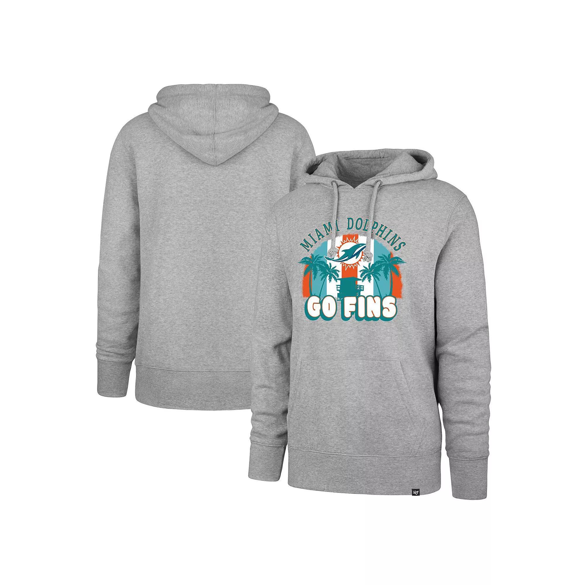 Men's '47 Gray Miami Dolphins Regional Headline Pullover Hoodie, Size: Large, Grey Product Image