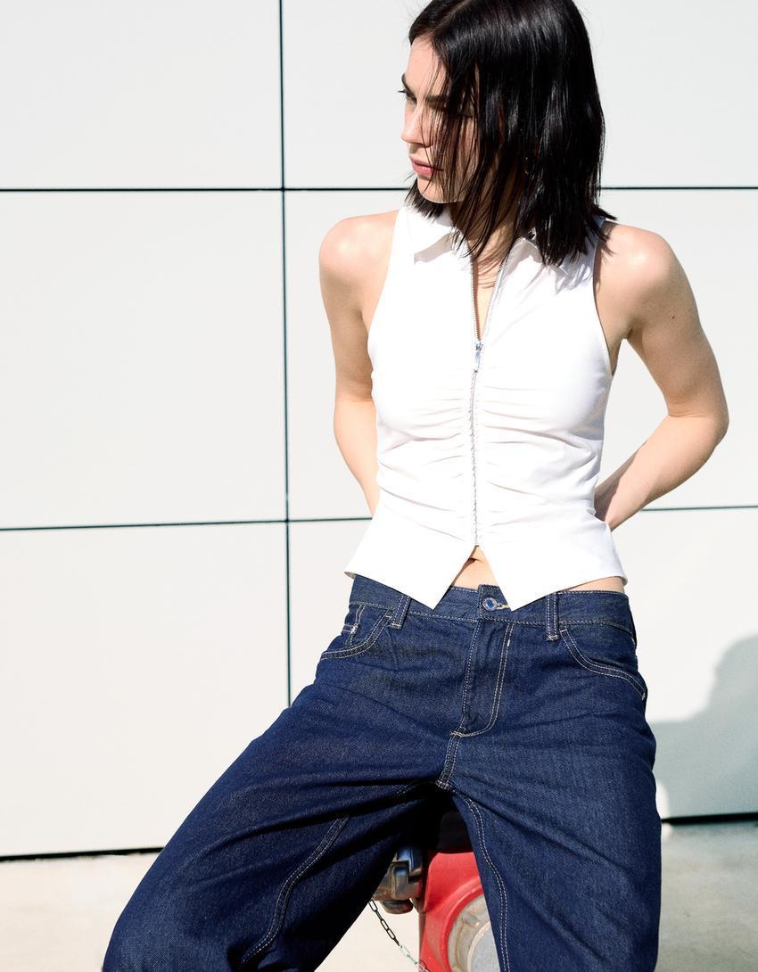 Poplin top with zipper Product Image