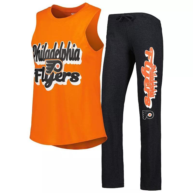 Women's Concepts Sport Orange/Black Philadelphia Flyers Meter Muscle Tank Top & Pants Sleep Set, Size: Medium, Fly Orange Product Image