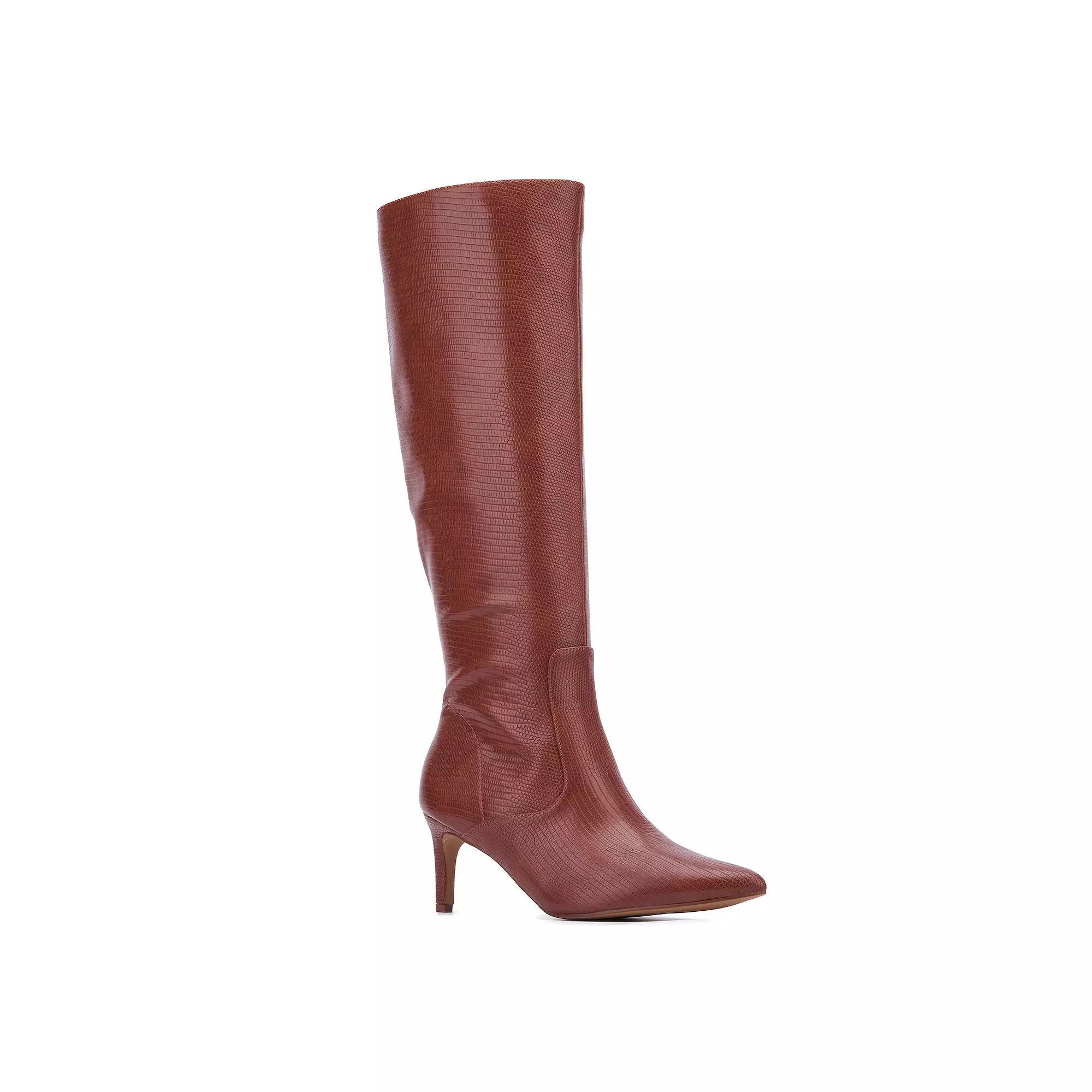 New York & Company Piper Women's Faux-Lizard Boots, Size: 11, Red Lizard Product Image