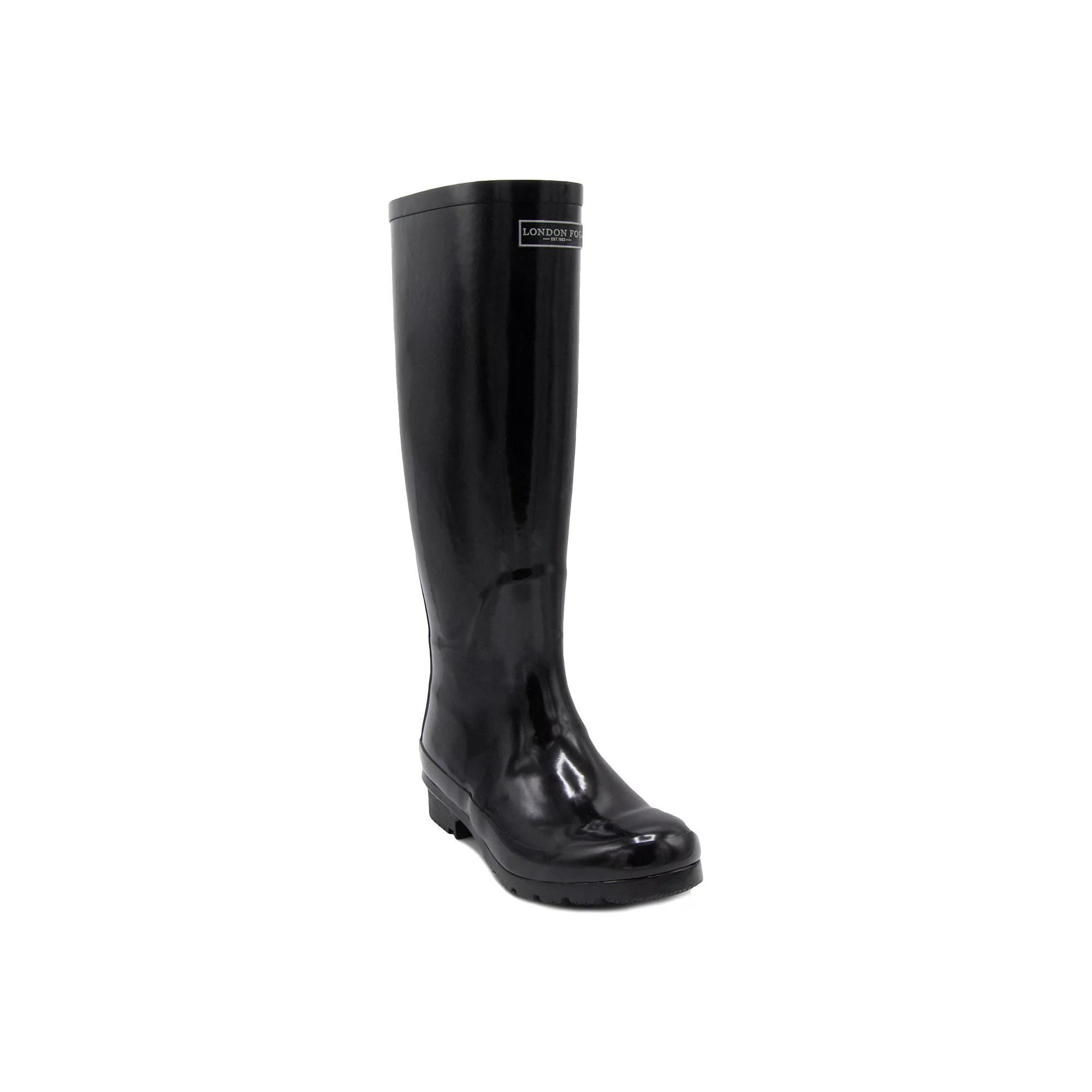 London Fog Thames Women's Waterproof Rain Boots, Size: 7, Black Patent Product Image