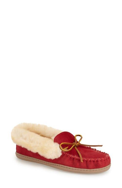 Minnetonka Alpine Bow Detail Suede Sheepskin Slippers Product Image