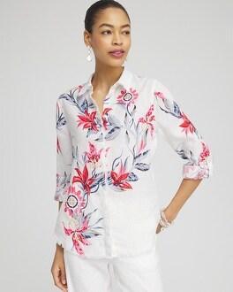 Linen Floral Fringe Shirt Product Image