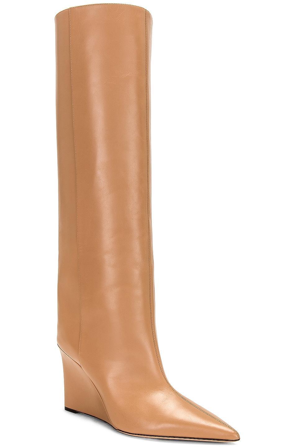 Jimmy Choo Blake 85 Leather Wedge Boot in Black - Black. Size 37.5 (also in 36). Product Image